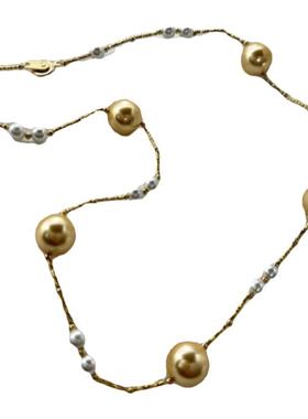 母贝珍珠大小间隔注金项链