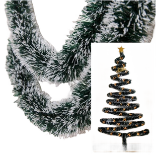 圣诞节装饰彩条墨绿藤条彩带圣诞树挂饰墙面树套餐 （10/15米长）