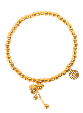 中国风ins福字流苏小葫芦吊坠弹力圆珠手链女简约钛钢不掉色手饰