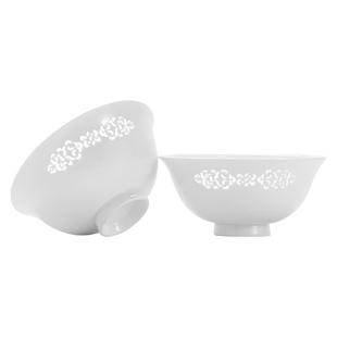 景德镇官方手工餐具陶瓷中式家用玲珑吃饭碗盘子高端套装不易挂油