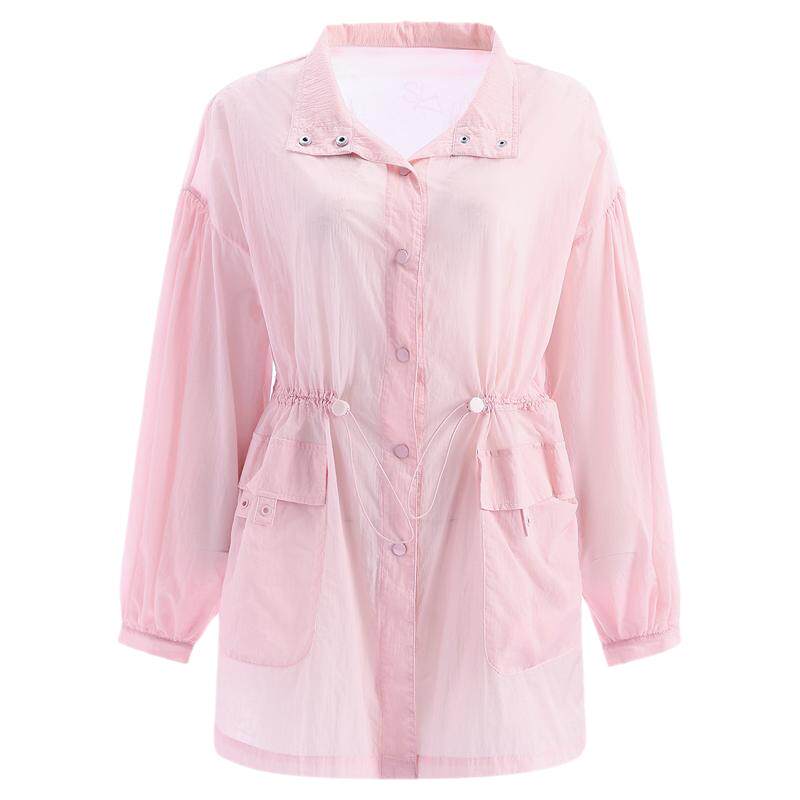 声雨竹2026春季新款修身显瘦薄外套女百搭中长款翻领上衣潮