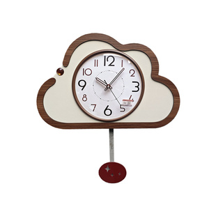 康巴丝奶油风钟表报时挂钟客厅简约现代创意时钟墙餐厅装饰可摆动