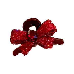 新年红色蝴蝶结小抓夹女高级感公主头发夹前额刘海侧边夹发卡头饰