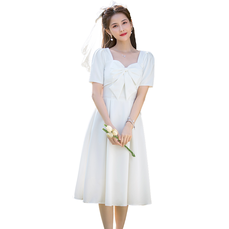 领证小白裙登记法式情侣装平时可穿裙子婚纱礼服订婚连衣裙高级感