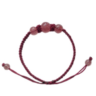 与倪天然草莓晶黑曜石编绳手链女男情侣闺蜜甜酷中性水晶红绳礼物