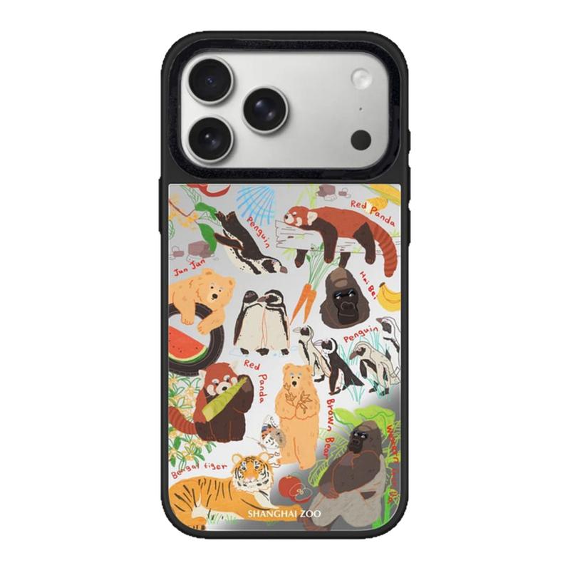 【韩国代购】新款动物园慵懒小熊猫适用苹果17promax手机壳iphone16/15/14pro/plus镜面外壳13/12磁吸Magsafe