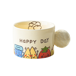 创意卡通陶瓷杯子家用设计感可爱马克杯高颜值早餐杯情侣生日礼物