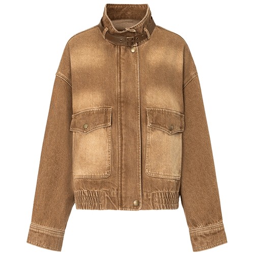 FF仿佛牛仔外套女2025秋季新款复古工装风廓形短款衬衫夹克外搭