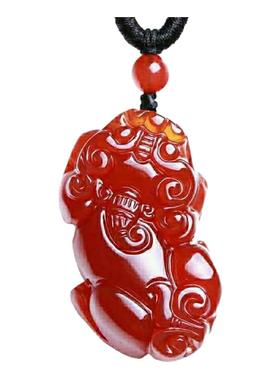 【买一赠六】天然正品红玛瑙貔貅男女项链吊坠饰品新款流行饰品特