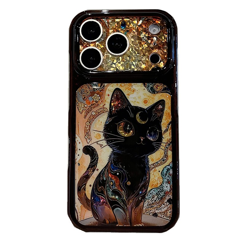 适用苹果系列iPhone17新款手机壳13promax16promax时尚可爱luna黑猫15promax14promax全包镜框防摔网红保护套