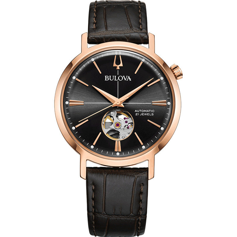 BULOVA/宝路华玫瑰金镂空机械
