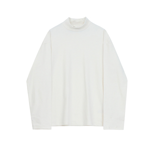 MRCYC半高领纯色长袖T恤男士秋冬季纯棉打底衫韩系高级感百搭内搭