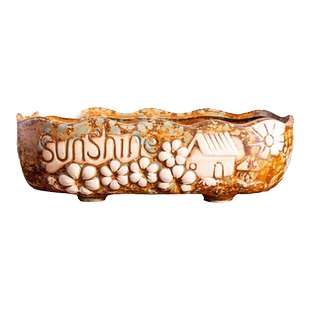 多肉花盆创意法师绿植老桩粗陶盆阳台长方形肉肉玉坠盆栽拼盘摆件