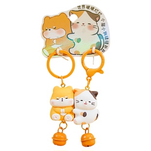 原创可爱萌宠CP情侣一对钥匙扣挂件可爱树脂磁吸公仔背包挂饰