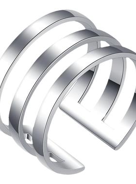 纯正足银镀白金情侣戒指S990宽多