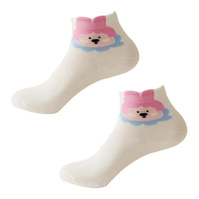 米吉诺拉  无骨薄款可爱立体小动物女袜吸湿透气纯棉短筒袜子女