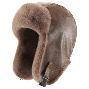 皮帽子毛绒雷锋帽男冬季加厚加绒飞行帽女东北防风寒保暖护耳骑行