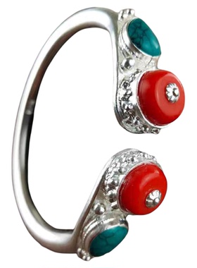 藏式元素银手镯民族风