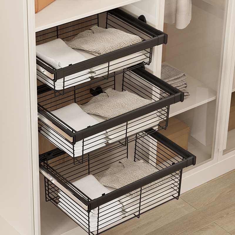 腾创衣柜拉篮抽屉式物裤衣橱衣帽间推拉伸缩收纳架家用储篮置物架