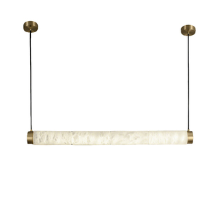 新中式餐厅吊灯轻奢全铜云石吧台设计师书房茶室一字长条餐桌灯具