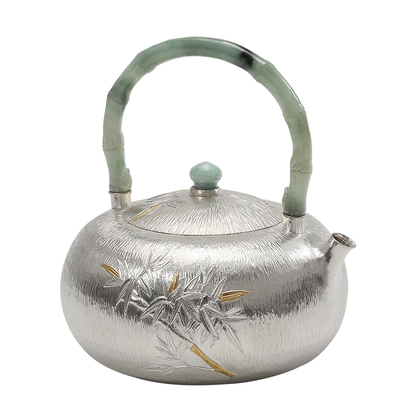 纯手工中式复古翡翠提梁煮茶壶