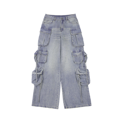 1807水洗多包慵懒宽松直筒牛仔裤