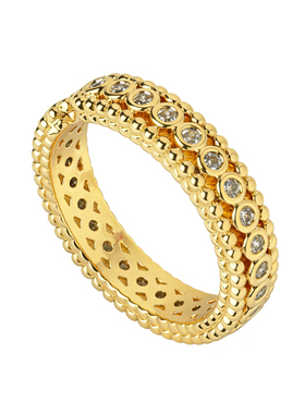 《鎏金缠梦》金色锆石镶钻戒指女款轻奢气质简约指环2025新款指环