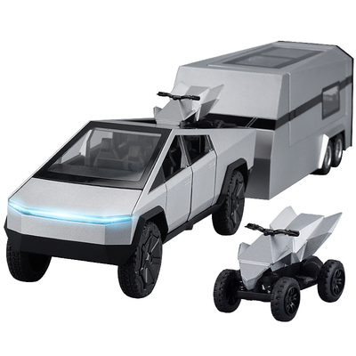 合金房车特皮卡斯拉开门汽车模型