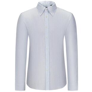 【TESTA】柏品纯亚麻纽扣领衬衫男春季透气轻盈休闲条纹长袖衬衣