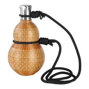 复古不锈钢竹丝竹编葫芦保温杯316大水壶网红壶古风酒壶酒瓶水杯