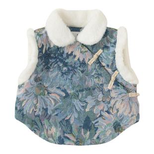 女童汉服秋冬周岁礼服女宝新中式马甲儿童唐装中国风女孩秋装衣服