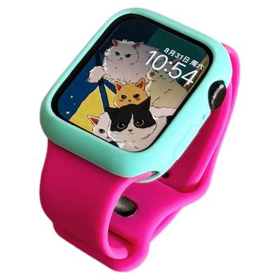 适用iwatch表带拼色硅胶保护壳