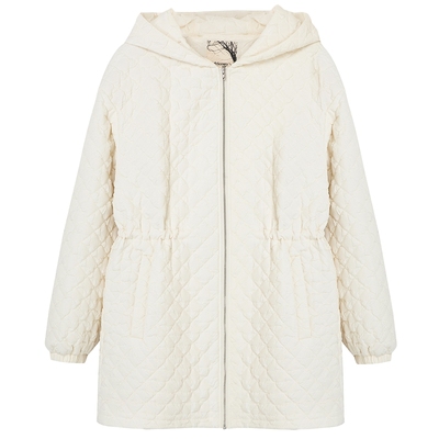 布景连帽中长款棉服薄款