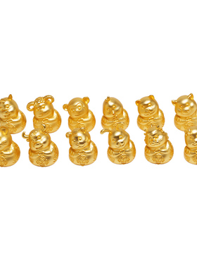 铜心满福《十二生肖鎏金摆件》