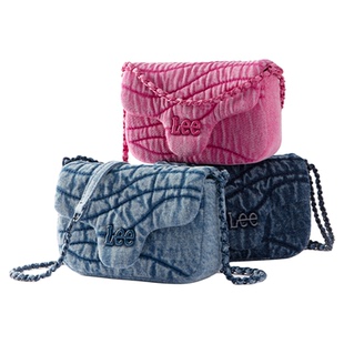 Lee秋冬牛仔帆布斜挎小包时尚链条单肩包