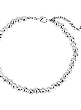 D色莫桑石银镀铂金小圆豆手链