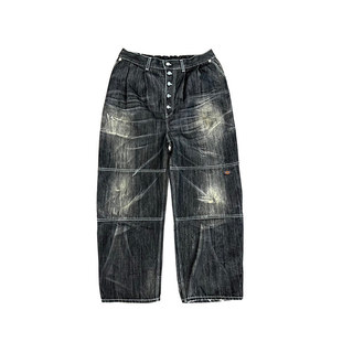 Thug Club Double Knee Denim 联名款 美式复古阔腿双膝牛仔裤