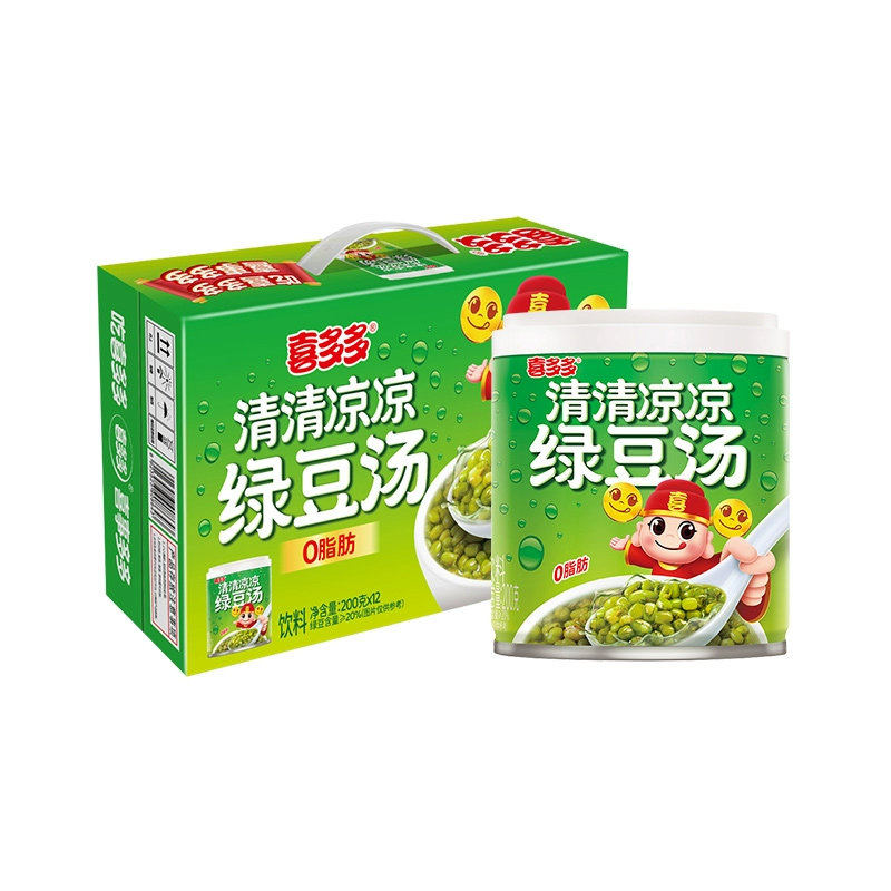 喜多多绿豆汤200g*12罐装整箱批食品代餐速食清凉绿豆汤夏季饮料
