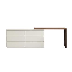 三梦实木斗柜主卧收纳柜床尾置物柜伸缩斗柜梳妆台一体简约抽屉柜