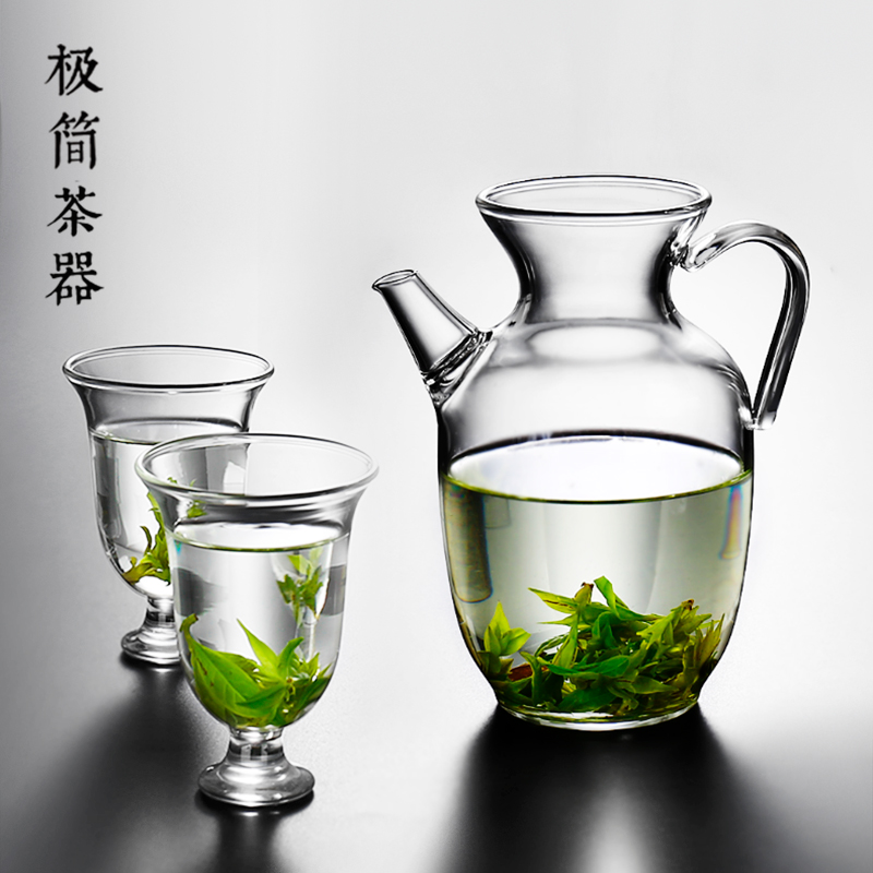 仿宋手执壶玻璃花茶壶公道杯泡绿茶器专用日式带过滤茶具家用小号