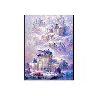 雪国城堡03新款5d雪景童话屋diy钻石贴画满钻带框手工自粘贴装饰