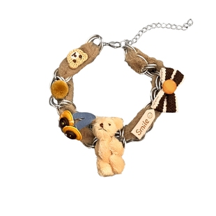 choker/.毛绒小熊蝴蝶结卡通元素项圈颈链可爱甜酷风少女小众项链