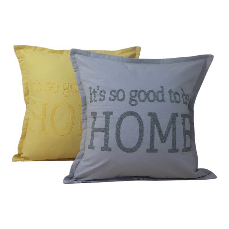 外贸出口工业风沙发抱枕套复古立体字母刺绣沙发客厅样板房靠枕套