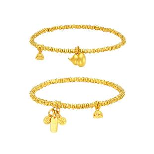 周大生盘缠黄金手链女足金莲蓬葫芦福禄平安喜乐碎金子手串送女友