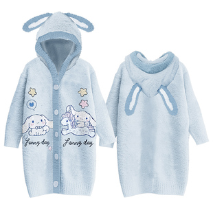 软绵绵儿童睡袍女童秋冬保暖玉桂狗女孩珊瑚睡衣半边绒浴袍巾睡裙