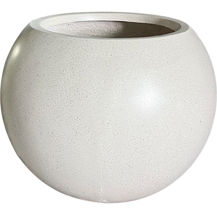 大口径镁泥落地大花盆极简圆球型软装大花器客厅民宿商场别墅摆