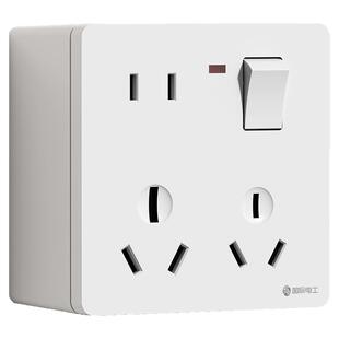 明装86型16A一开八孔10A多八孔厨房空调墙壁明线插座面板带开关