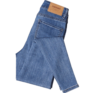 高腰小脚牛仔裤女2025春秋新款复古蓝紧身显瘦弹力修身九分铅笔裤