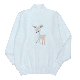 2025刺绣毛衣女大童初中高中半高领学院风百搭卡通甜美针织少女装