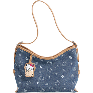 生日礼物TOUTOUhellokitty凯蒂猫牛仔托特包大容量哈喽kt斜挎包